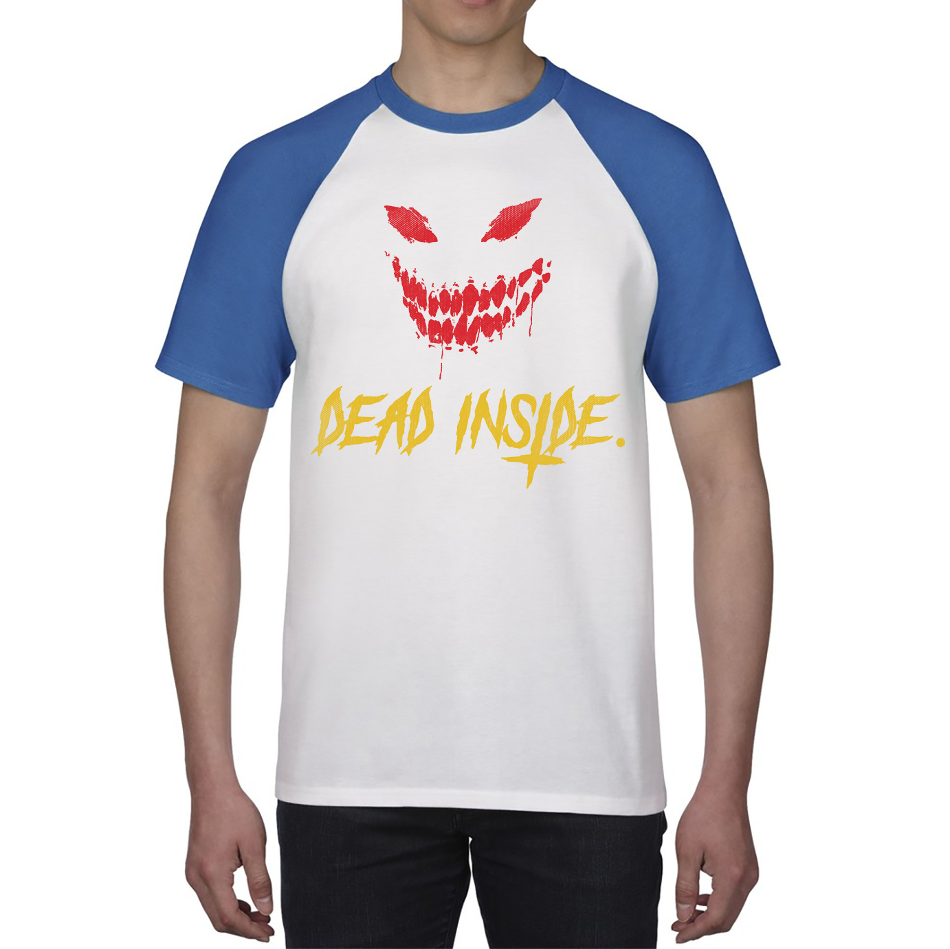 Dead Inside Scary and Horror Face Scary Skull Face Baseball T Shirt