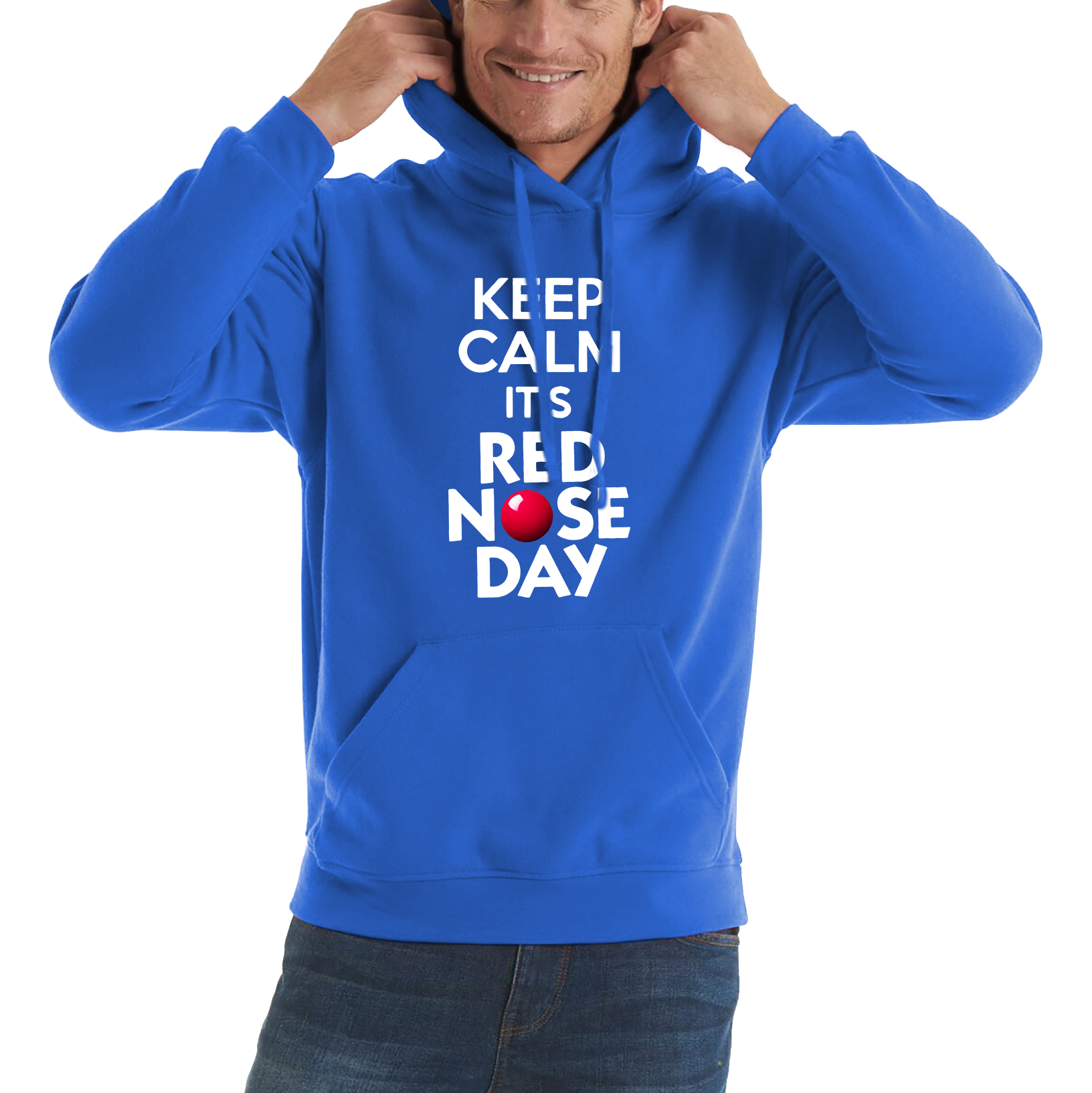 Keep Calm Its Red Nose Day Adult Hoodie. 50% Goes To Charity