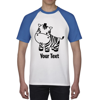 Personalised Cute Little Zebra Your Name Safari Animal Zoo Jungle Baseball T Shirt