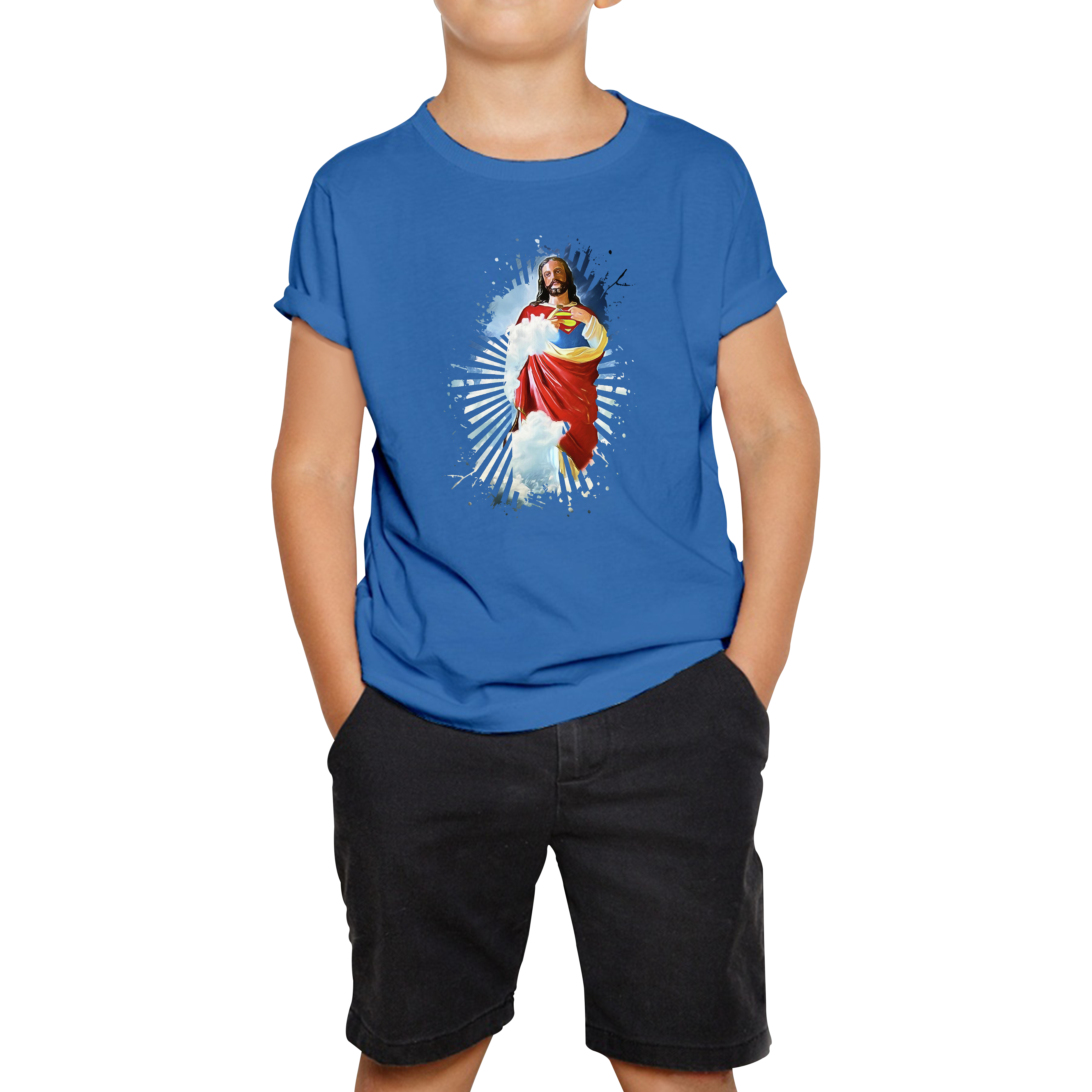 Jesus Christ Superman T-shirt Superman Inspired Spoof Avengers Superhero Christian Gift Kids Tee