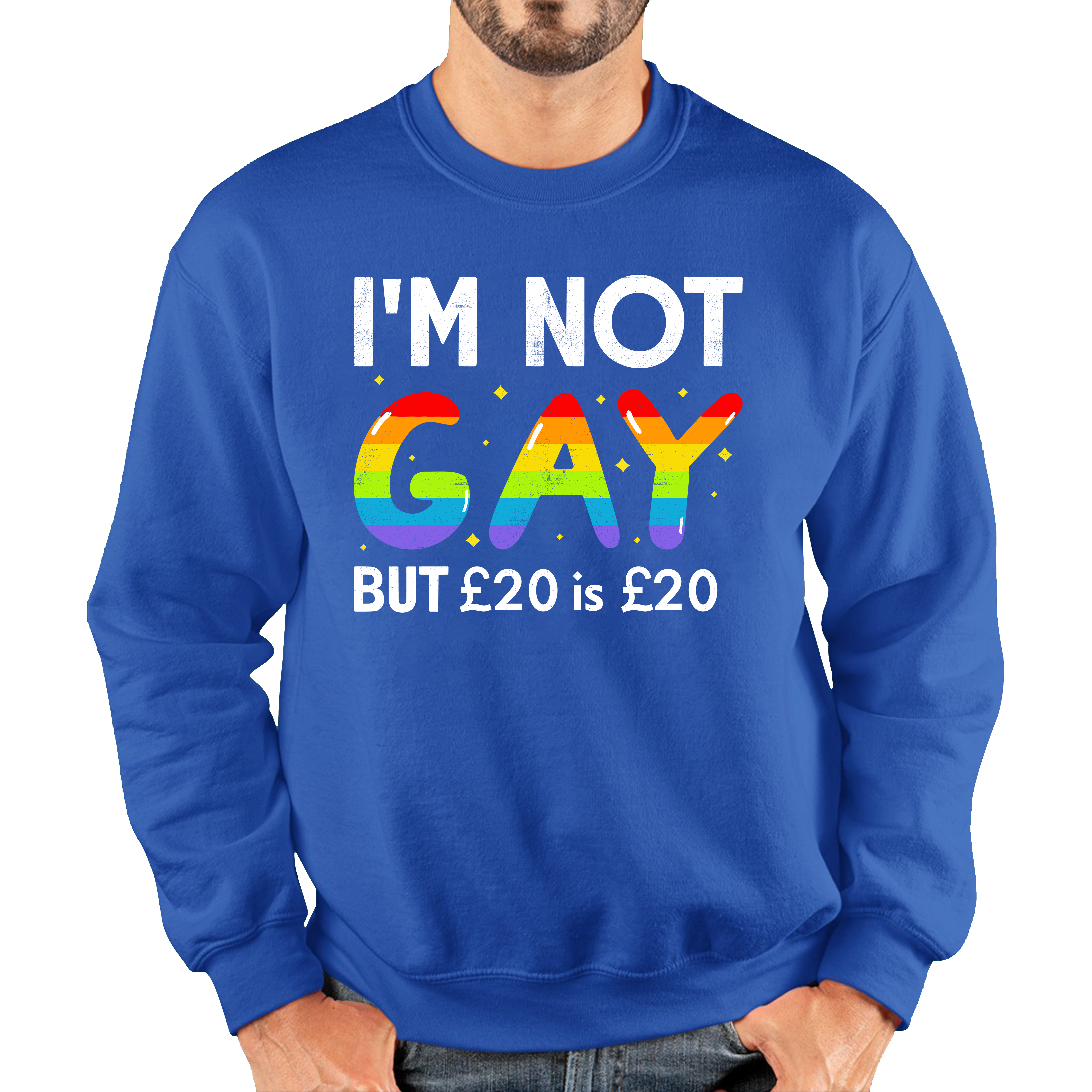 I'm Not Gay But 20 Pounds Is 20 Pounds Jumper Funny LGBT Gay Pride Joke Adult Sweatshirt