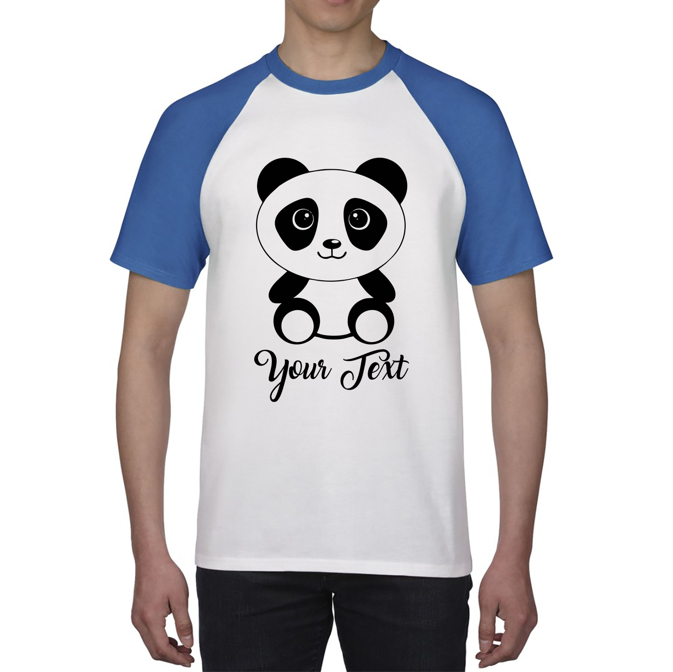 Personalised Cute Panda Bear Your Text Funny Cute Animal Lovers Baseball T Shirt