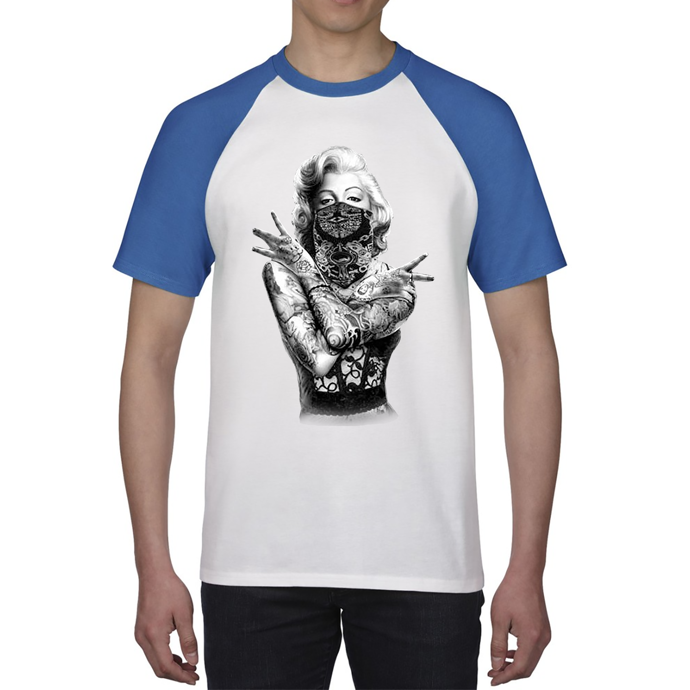 Marilyn Monroe Pop Art Tattoo Gangster Baseball T Shirt