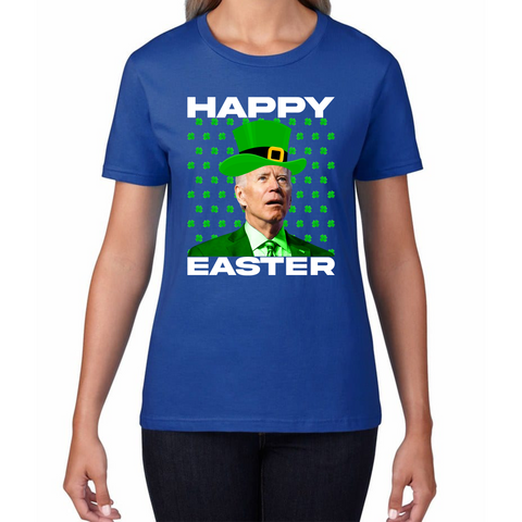 Happy Easter Confused Biden St Patricks Day Meme Joe Biden Shamrock Funny Irish Womens Tee Top