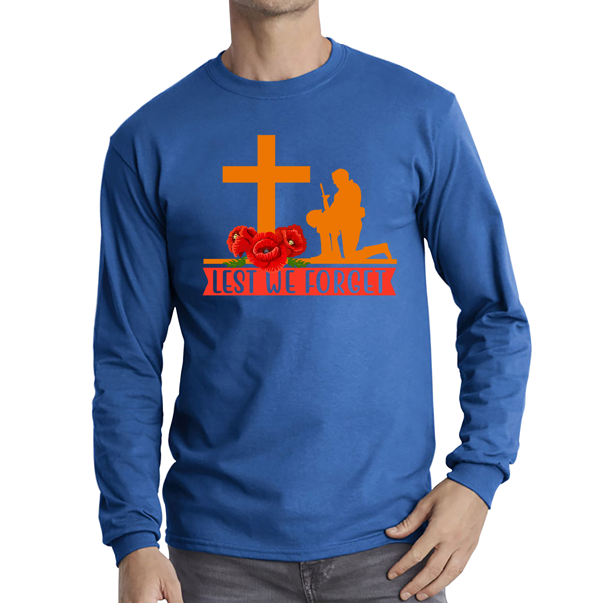 Lest We Forget Anzac Day Poppy Uk Long Sleeve T Shirt