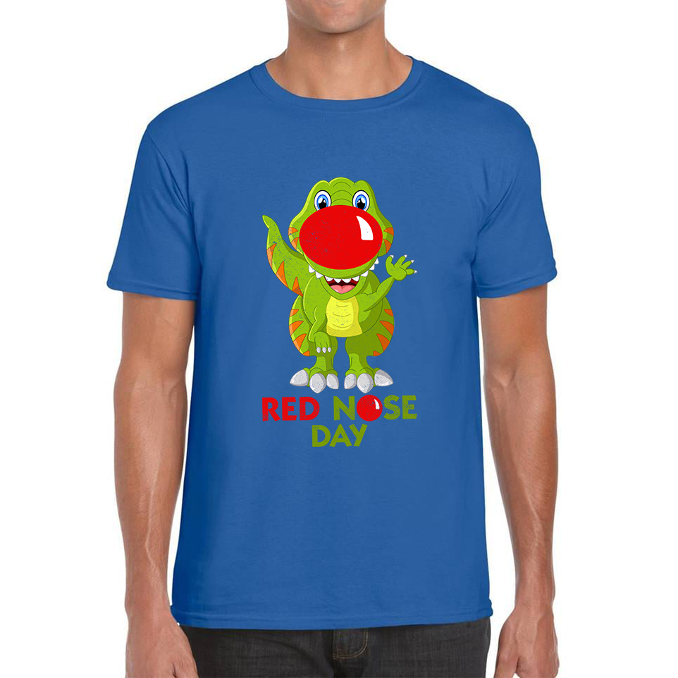 Funny Dinosaur Red Nose Day Adult T Shirt. 50% Goes To Charity