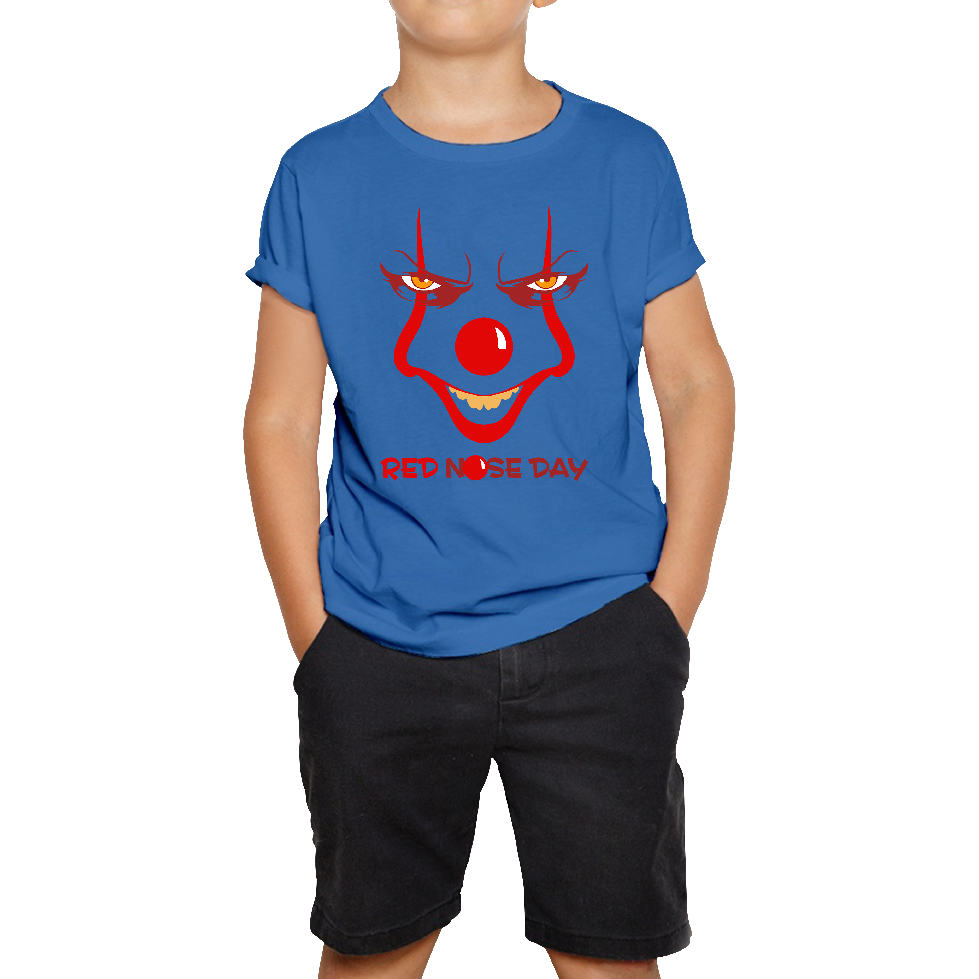 Pennywise Clown Face Red Nose Day Funny Comic Relief Kids T Shirt. 50% Goes To Charity