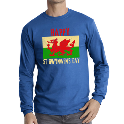 Happy St Dwynwen's Day Dydd Santes Dwynwen Saint Dwynwen Day Saint Of Lovers Long Sleeve T Shirt