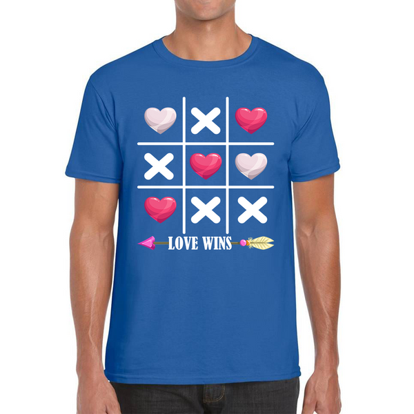 Valentine's Day Tic Tac Toe Love Wins Tic Tac Funny Game Lovers Gift Mens Tee Top