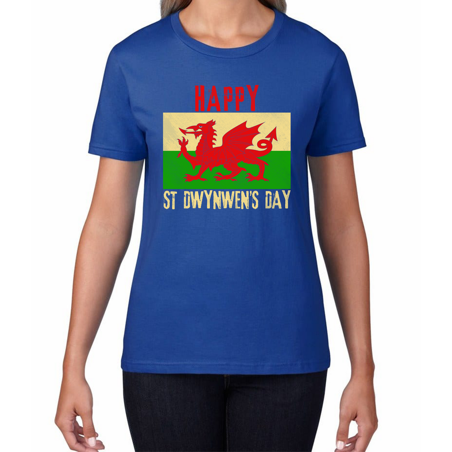 Happy St Dwynwen's Day Dydd Santes Dwynwen Saint Dwynwen Day Saint Of Lovers Womens Tee Top