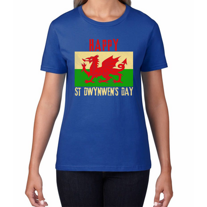 Happy St Dwynwen's Day Dydd Santes Dwynwen Saint Dwynwen Day Saint Of Lovers Womens Tee Top