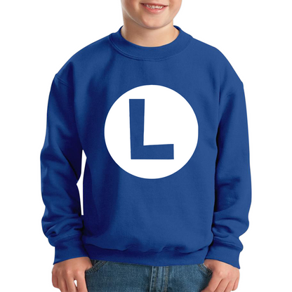 Mario Bros Character Logo Luigi Mario Waluigi Peach Bowser Toad Retro Gaming Kids Jumper