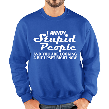 I Annoy Stupid People And You Are Looking A Bit Upset Right Now Funny Sarcasm Humor Prank Unisex Sweatshirt