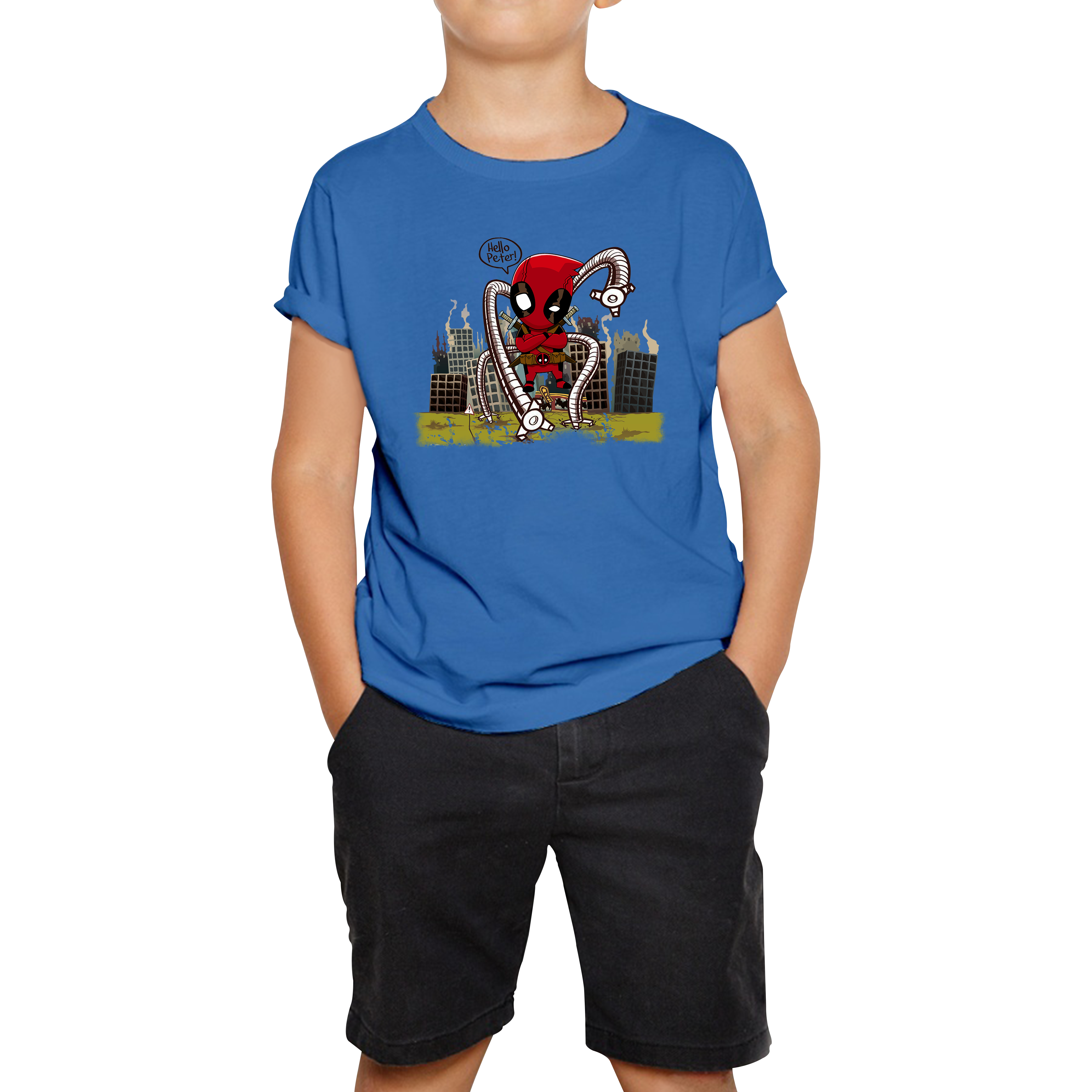 Hello Peter Spiderman x Deadpool Spoof Kids T Shirt