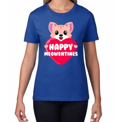 Happy Meowentines Meowy Valentine Funny Cute Cat Lover Valentine Day Womens Tee Top