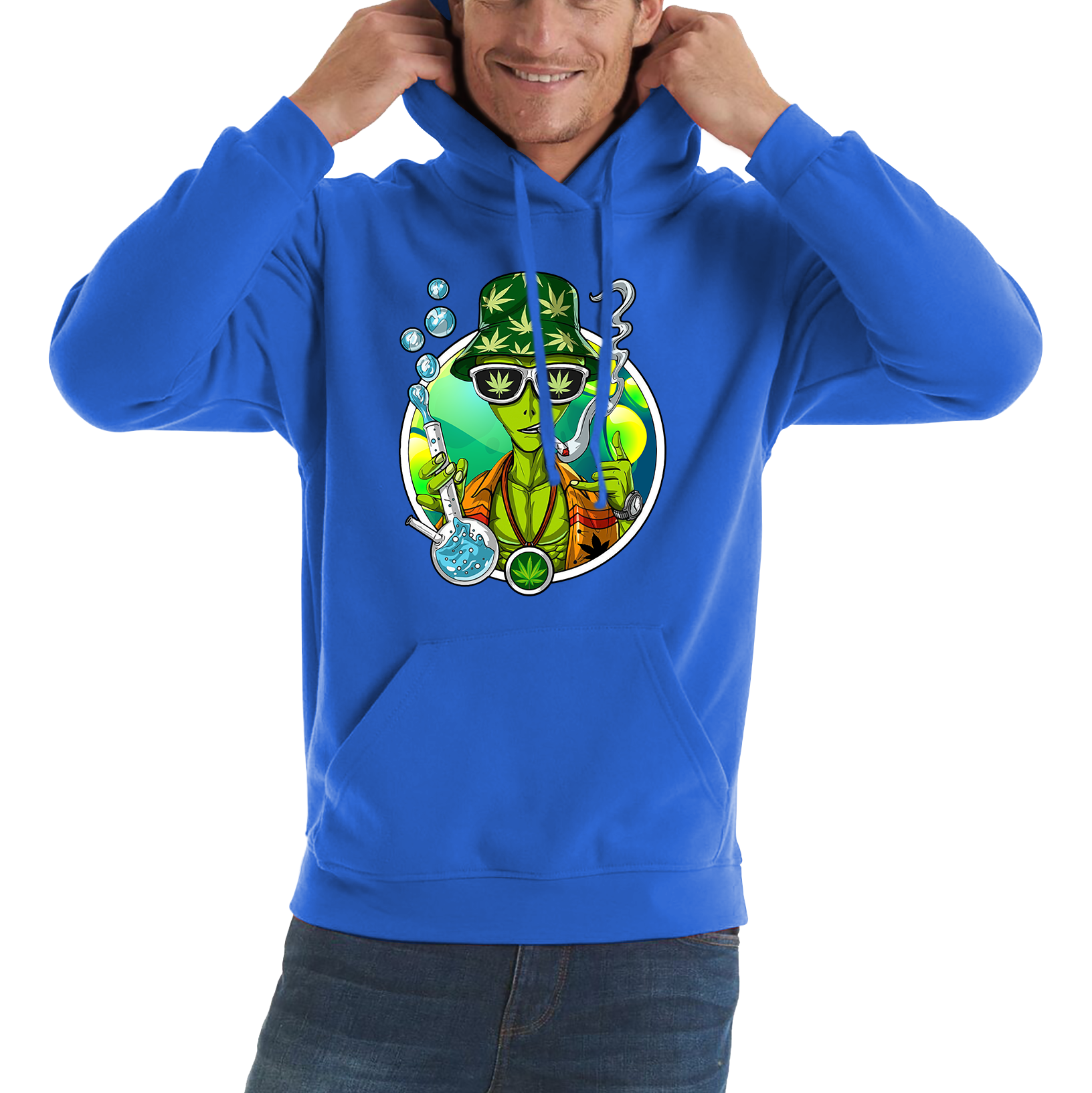 Alien Stoner Smoking Funny Hoodie