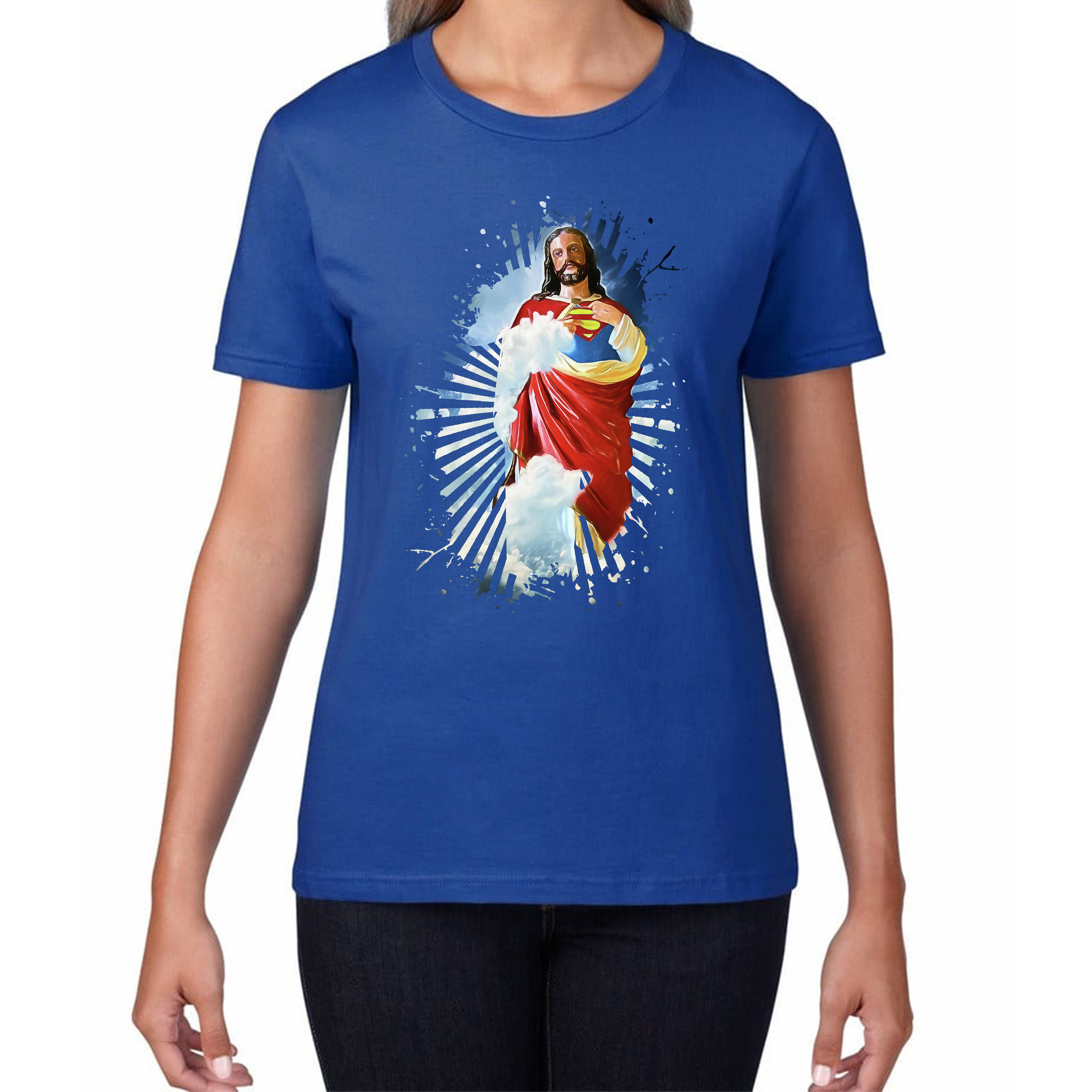 Jesus Christ Superman T-shirt Superman Inspired Spoof Avengers Superhero Christian Gift Womens Tee Top
