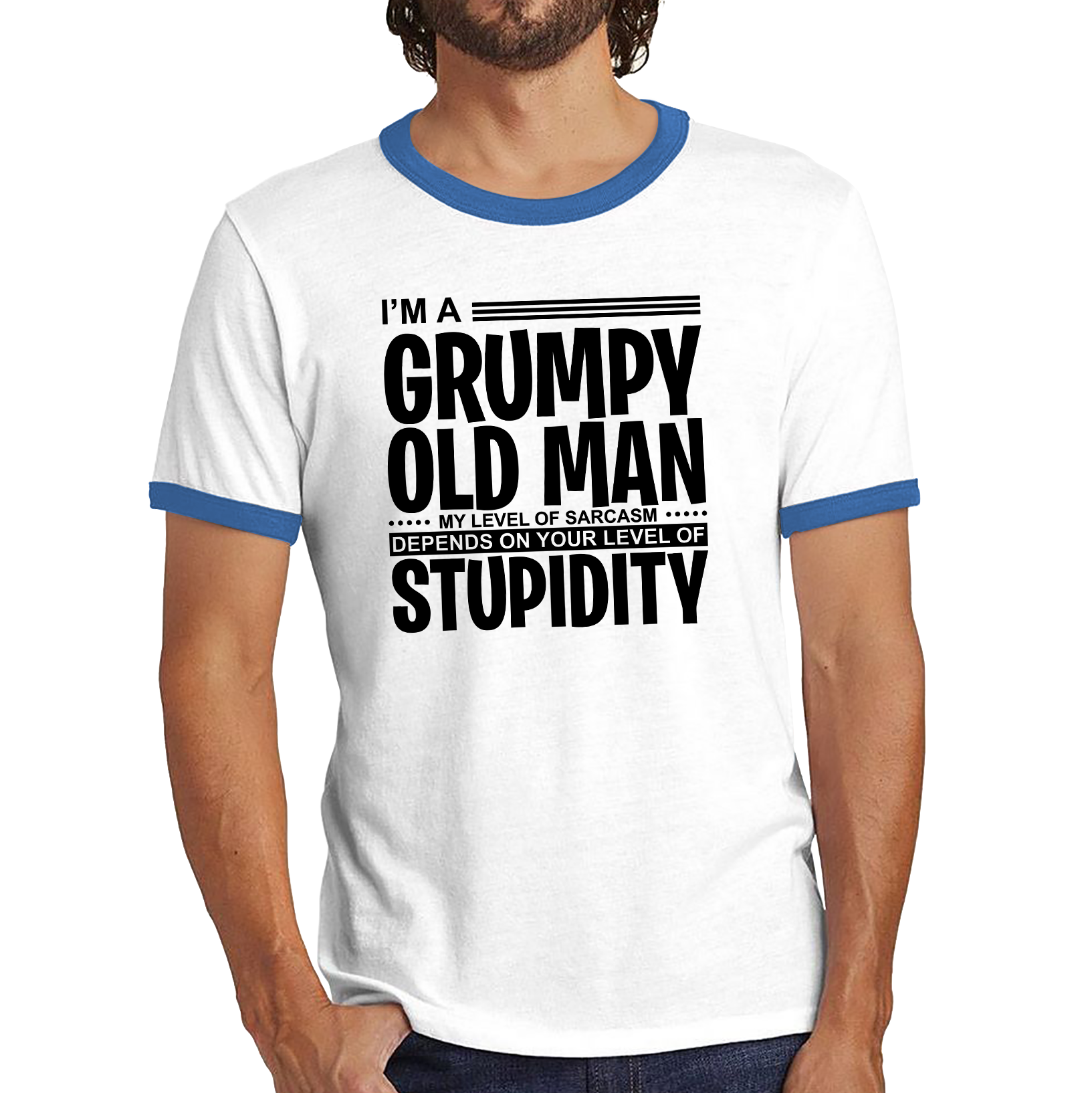 I'm A Grumpy Old Man Shirt Funny Sarcastic Joke Stupidity Gift For Grandpa Ringer T Shirt