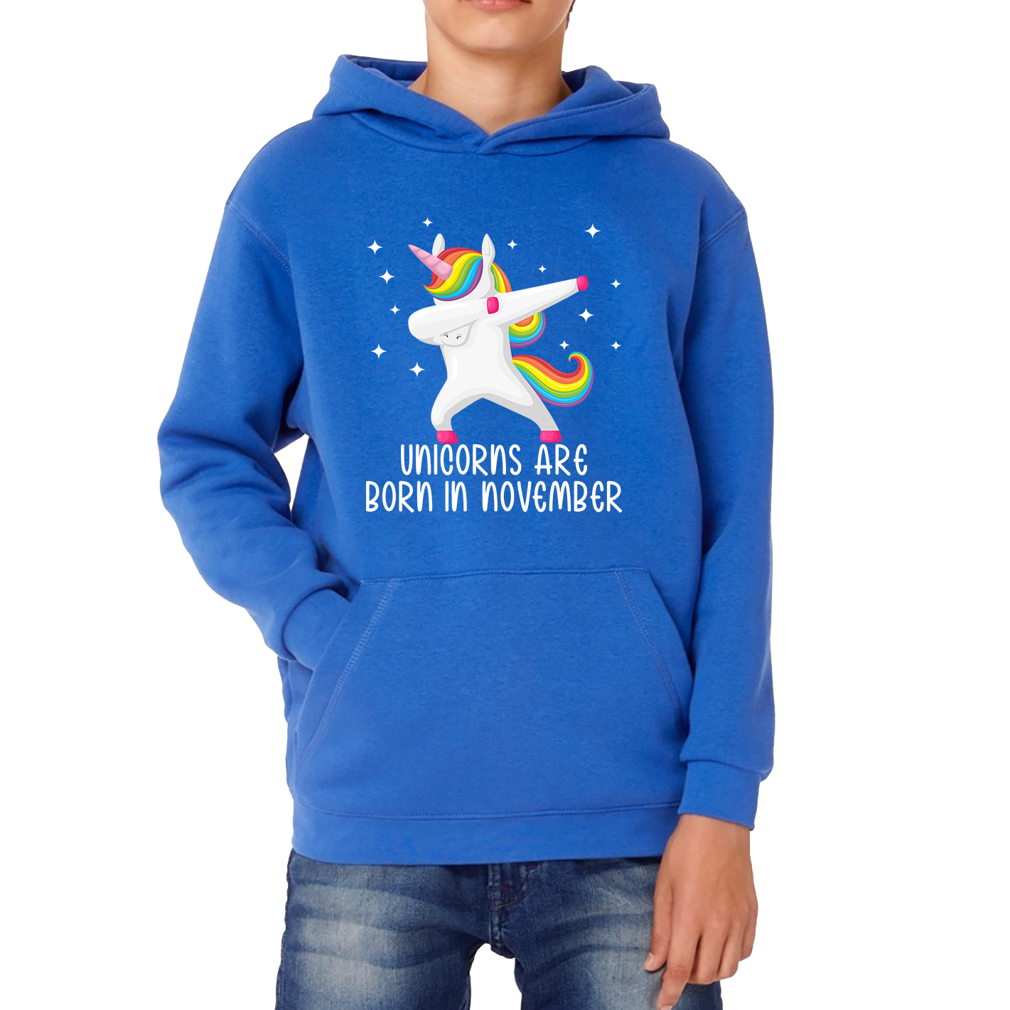 Unicorns Are Born In November Dabbing Unicorn Funny Birthday Month Novelty Slogan Kids Hoodie