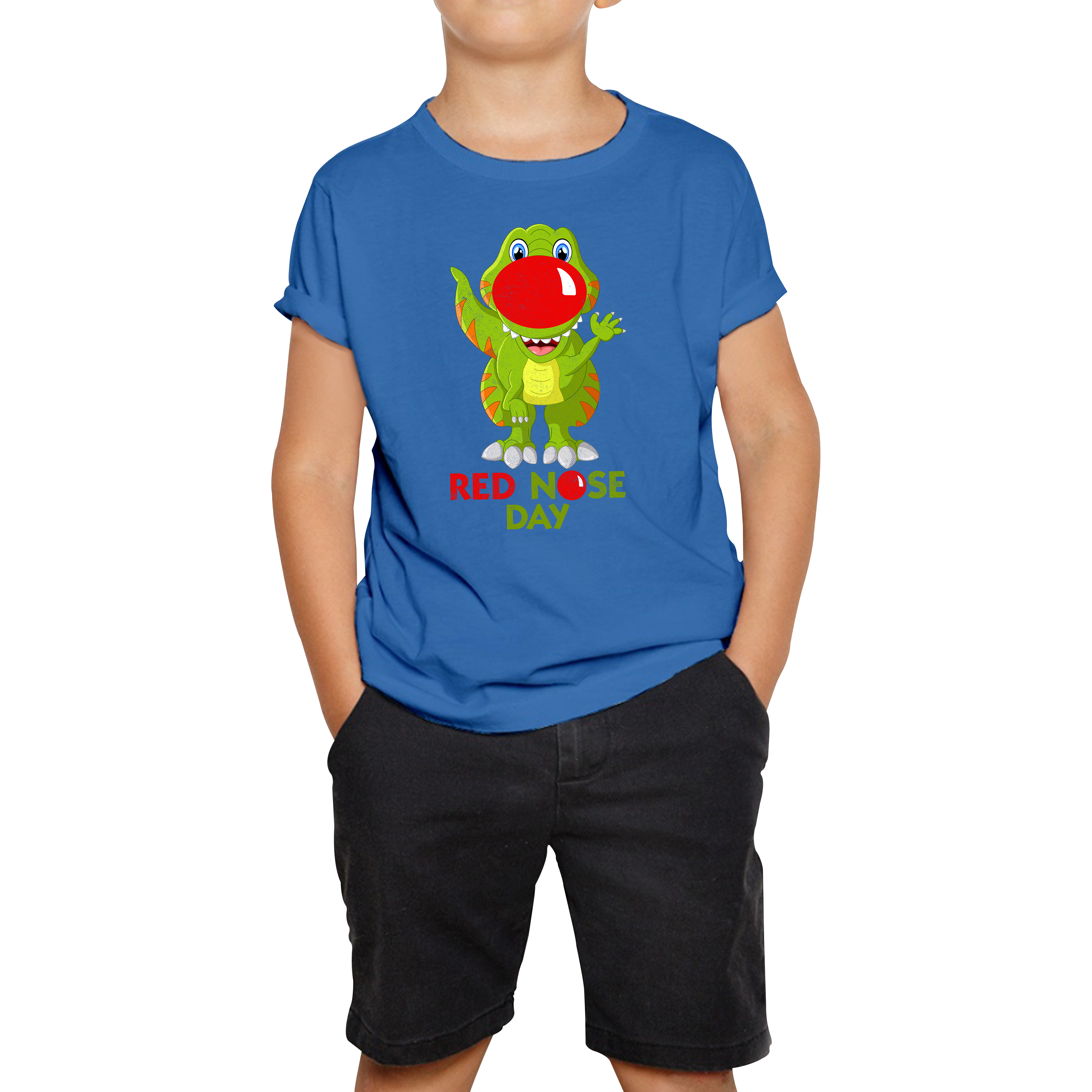 Funny Dinosaur Red Nose Day Kids T Shirt. 50% Goes To Charity