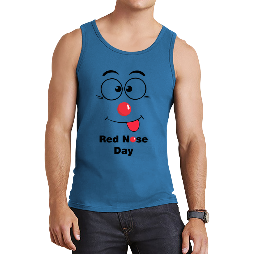 Funny Emoji Face Red Nose Day Tank Top. 50% Goes To Charity