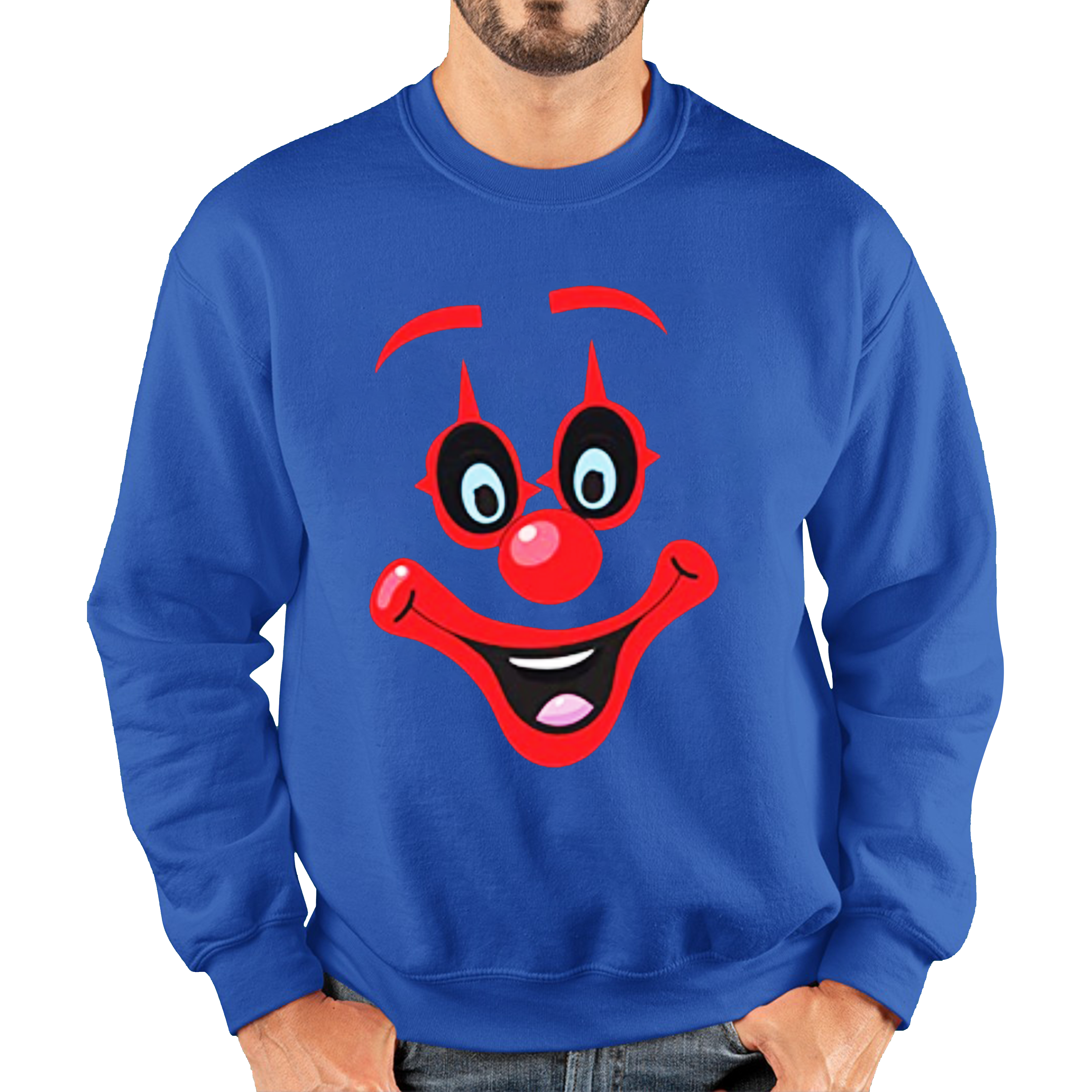Funny Clown Face Red Nose Day Adult Sweatshirt. 50% Goes To Charity