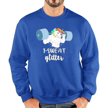 I Sweat Glitter Weightlifting Unicorn Gym Sweatshirt