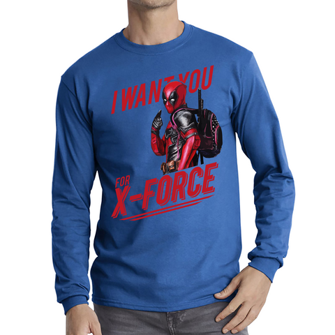 I Want You For X-Force, Deadpool Inspired Adult Long Sleeve T Shirt