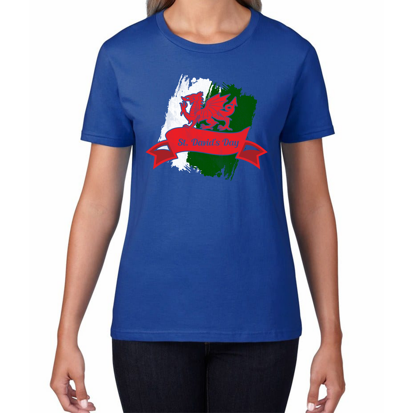 St. David's Day Dragon Flag Welsh Dragon Flag Of Wales Sant Dewi Saint Welsh Womens Tee Top