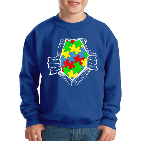 Autism Superhero Special Education Teacher Digital Art Kids Sweatshirt