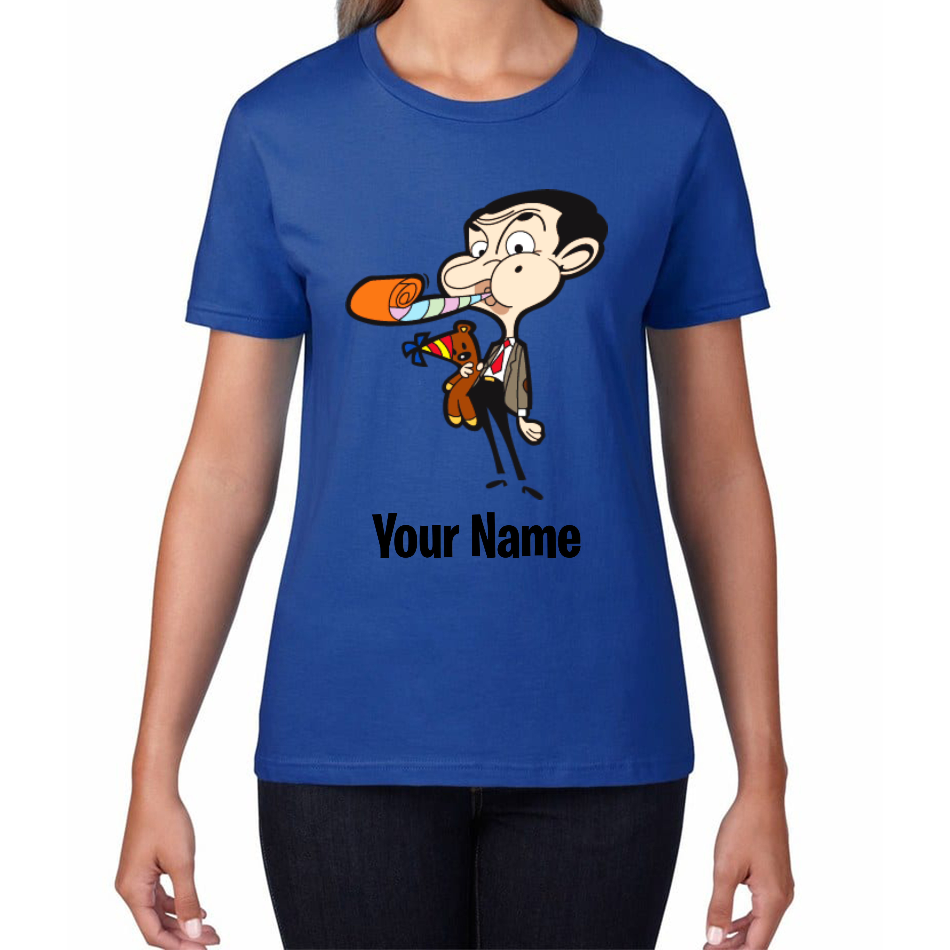 Personalised Mr. Bean Your Custom Name Ladies T Shirt