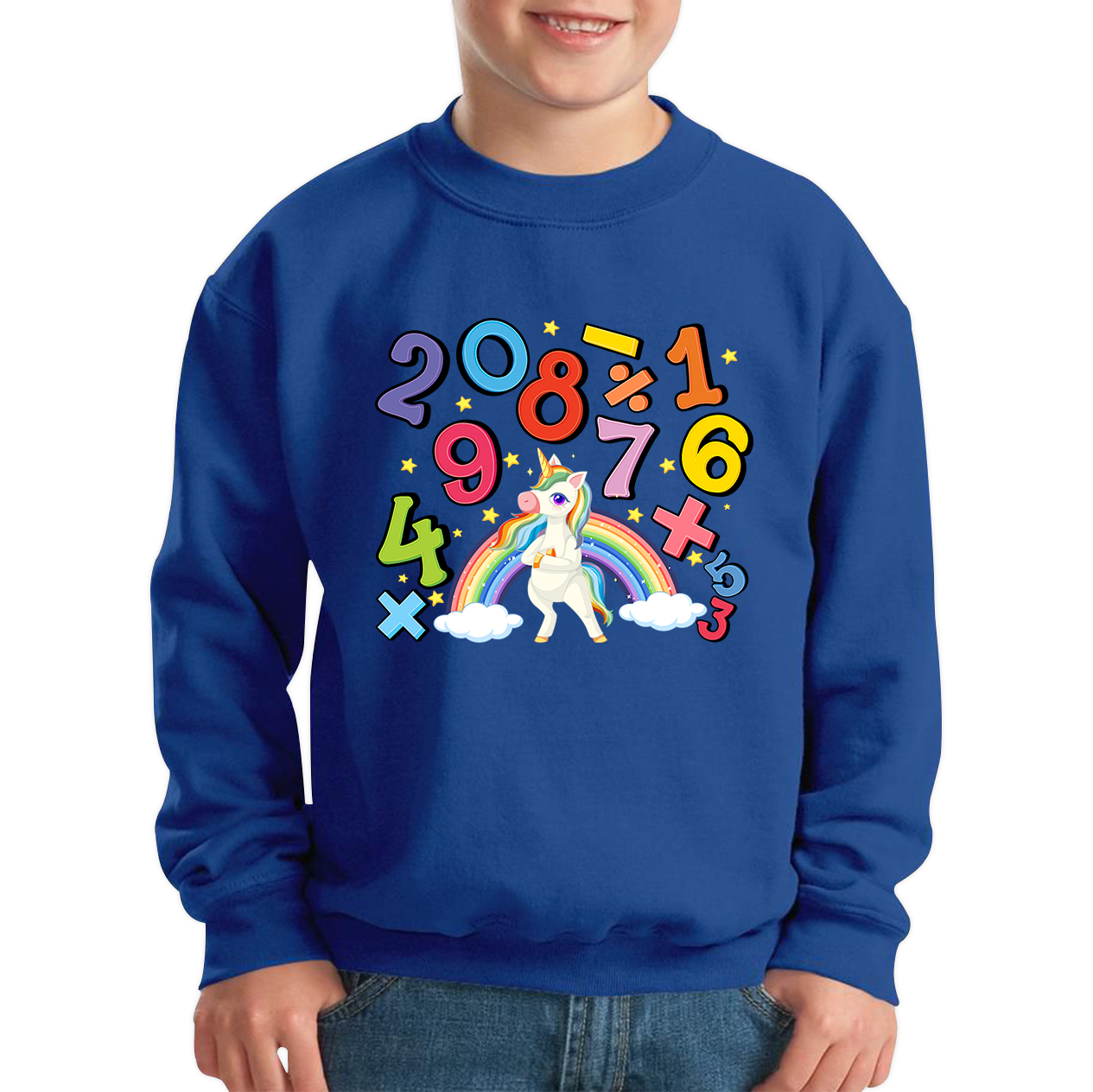 Number Day Unicorn Maths Day World Numbers Day Rainbow Colours Counting Kids Jumper