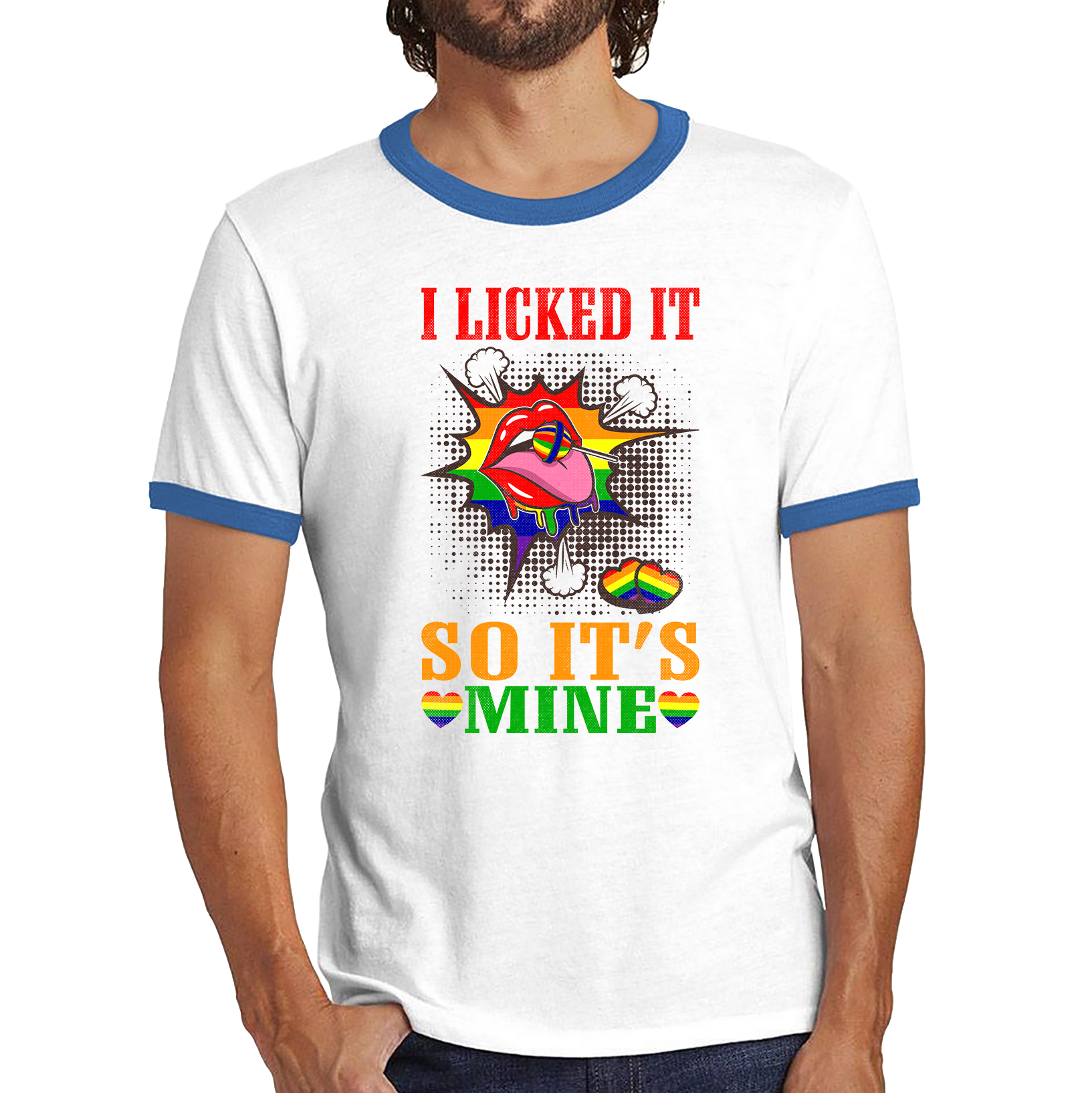 I Licked It So It's Mine LGBT Shirt Funny Lesbians Gay Pride Rainbow Colours Ringer T Shirt