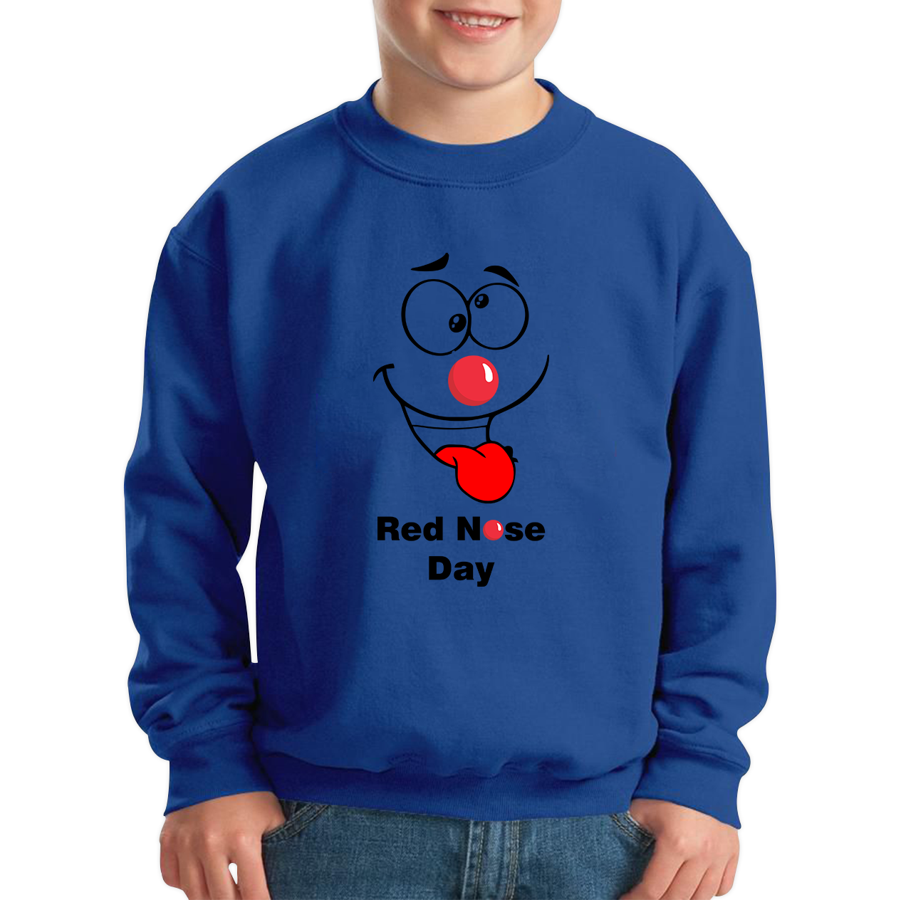 Naughty Emoji Face Red Nose Day Sweatshirt