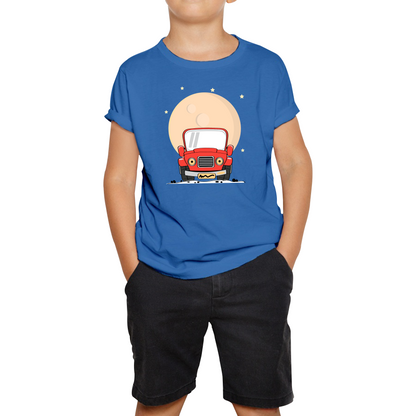 Monster Truck Over The Moon Vintage Truck Moon Kids Tee
