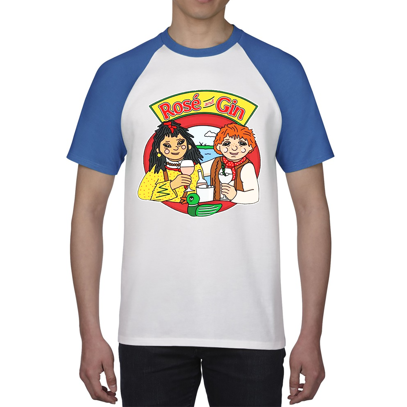 Rosé and Gin Funny 90's TV Show Rosie and Jim Boat Wine Baseball T Shirt