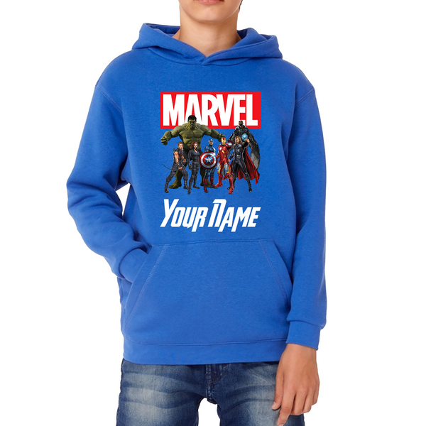 Personalised Marvel Avengers Superheroes Team Your Custom Name Kids Hoodie