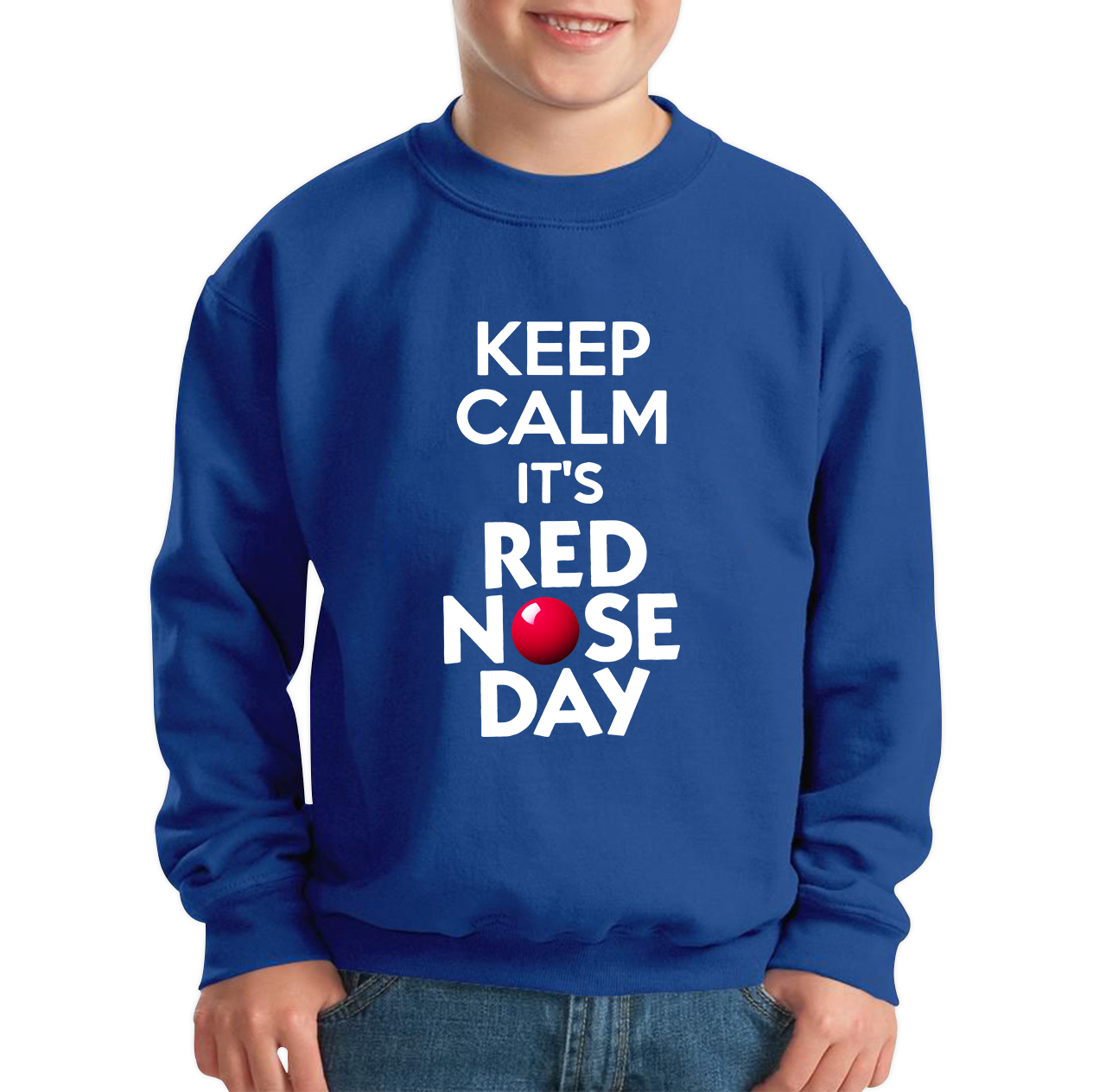 Keep Calm Its Red Nose Day Kids Sweatshirt. 50% Goes To Charity