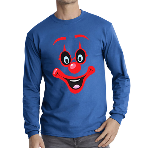 Funny Clown Face Red Nose Day Adult Long Sleeve T Shirt. 50% Goes To Charity