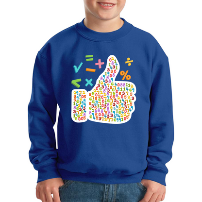 World Numbers Day Maths Day Funny Thumbs Up Colour Numbered Charity Day Kids Jumper