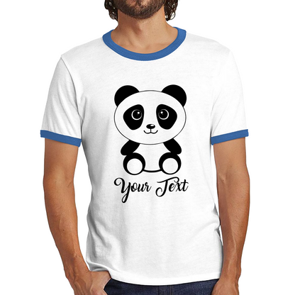 Personalised Cute Panda Bear Your Text Funny Cute Animal Lovers Ringer T Shirt