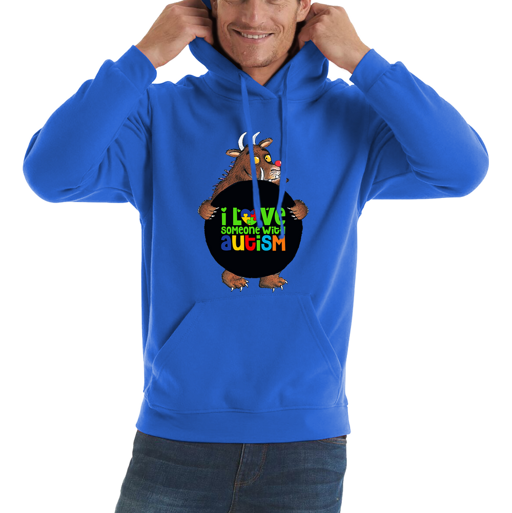 I Love Someone With Autism The Gruffalo Red Nose Day Adult Hoodie. 50% Goes To Charity