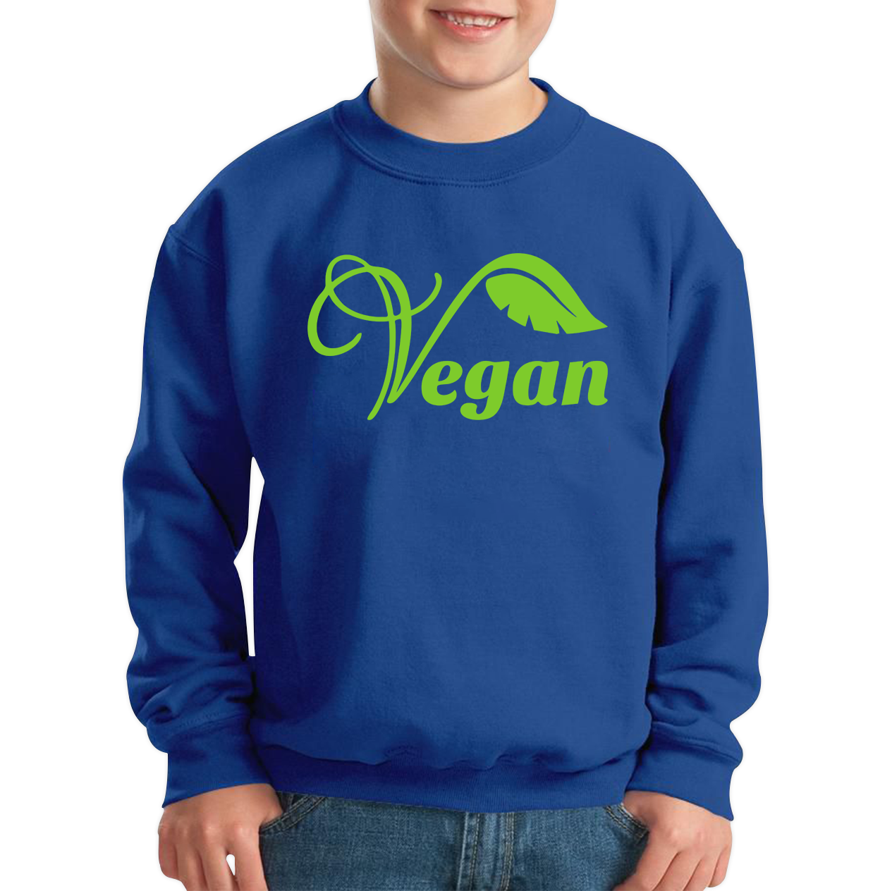 Vegan Logo Green V Leaf Vegetarian Foodie Peoples Vegan Symbol Kids Sweatshirt