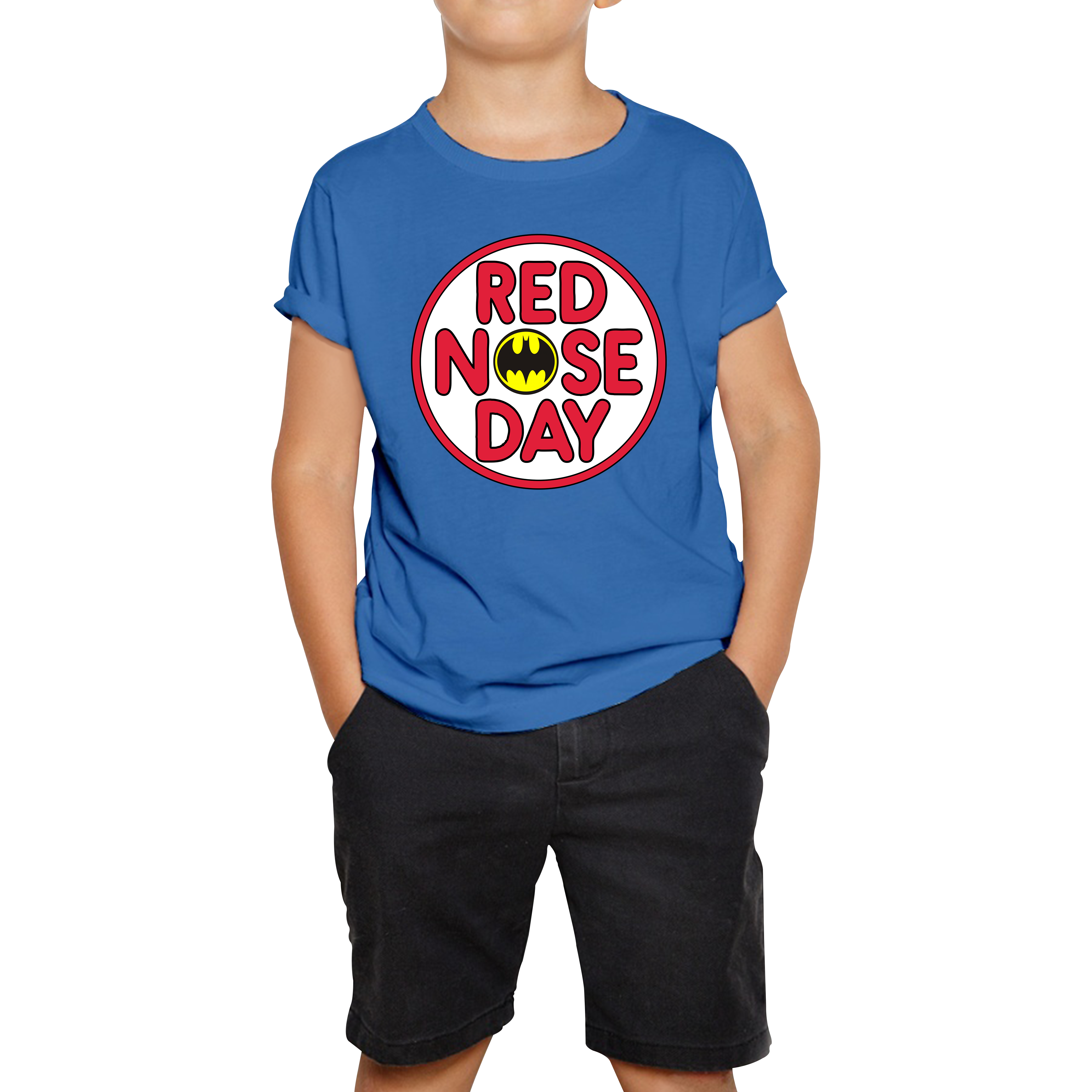 Batman Red Nose Day Kids T Shirt. 50% Goes To Charity