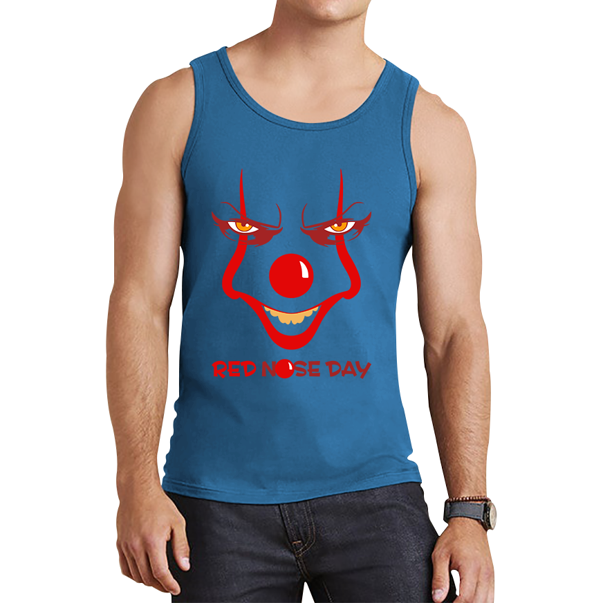 Pennywise Clown Face Red Nose Day Funny Comic Relief Tank Top. 50% Goes To Charity