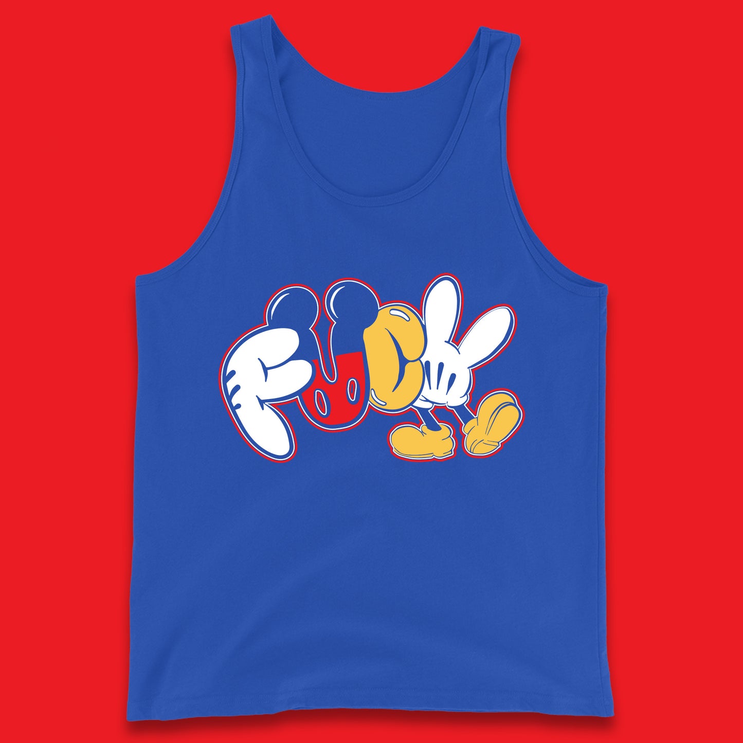 Disney Mickey Mouse Fuck Sarcastic Rude Offensive Humor Funny Cartoon Joke Tank Top