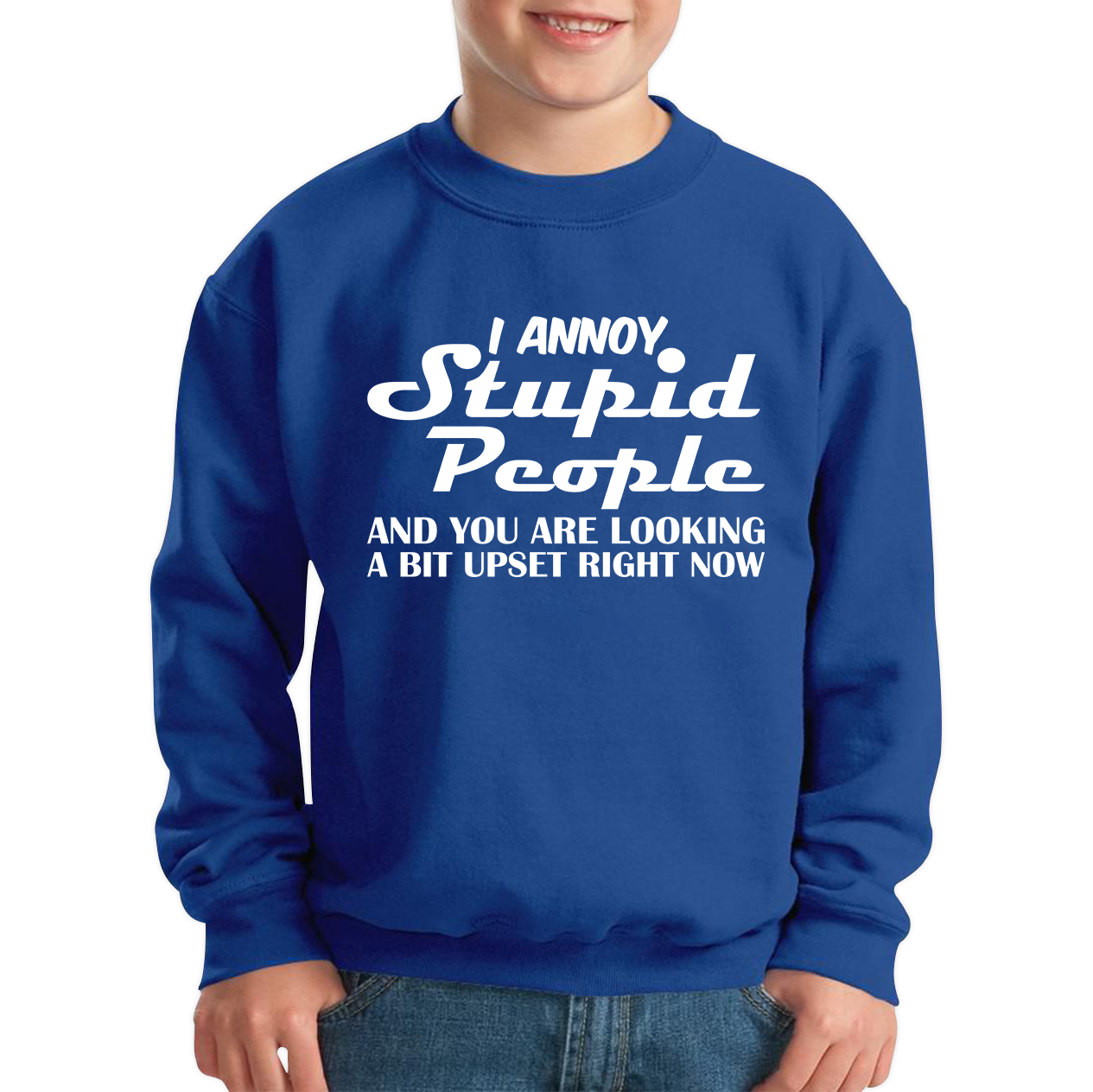 I Annoy Stupid People And You Are Looking A Bit Upset Right Now Funny Sarcasm Humor Prank Kids Jumper