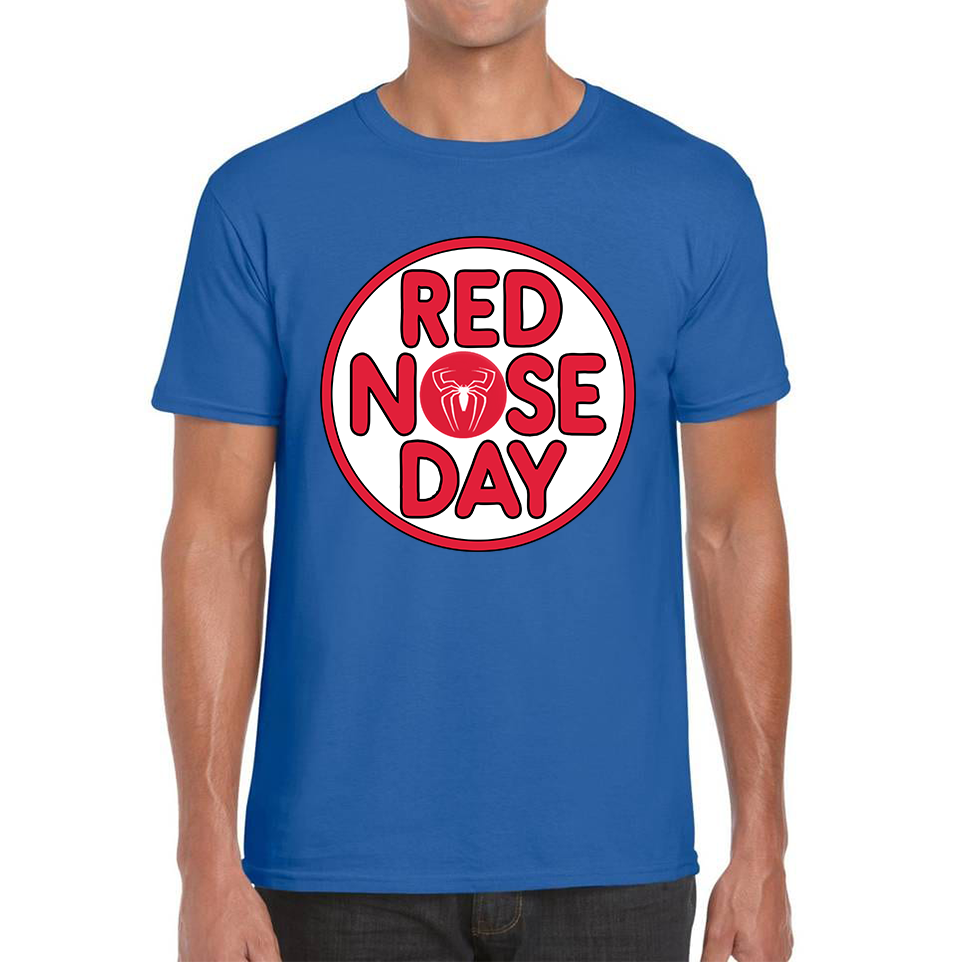Spider Man Red Nose Day Adult T Shirt. 50% Goes To Charity