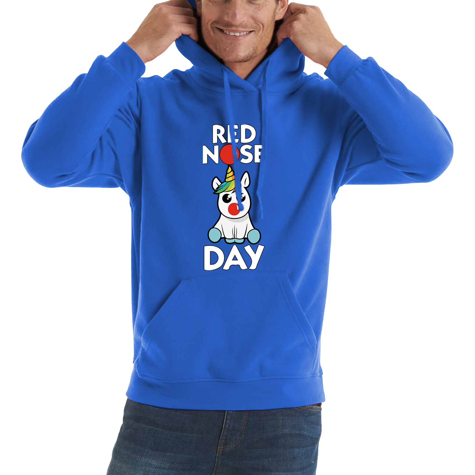 Disney Rainbow Baby Unicorn Red Nose Day Adult Hoodie. 50% Goes To Charity