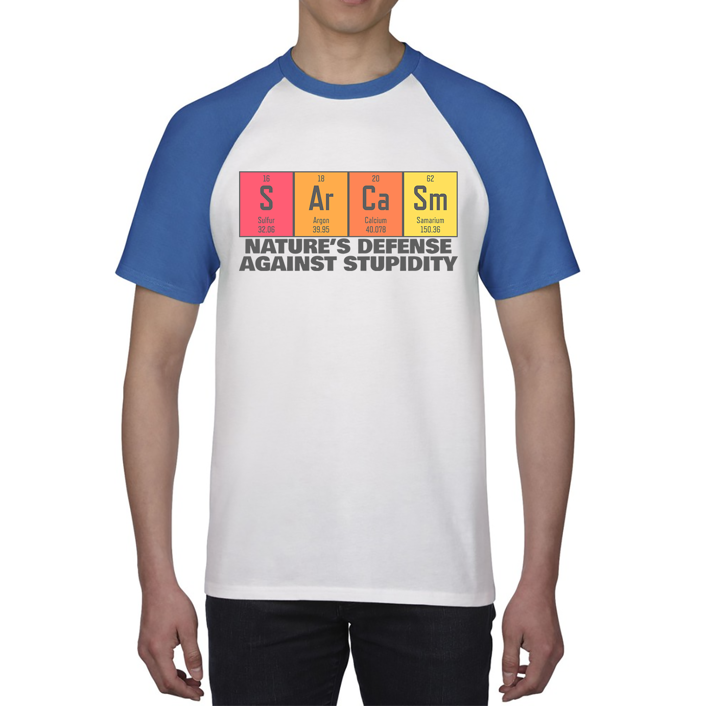 Nature's Defense Against Stupidity Sarcasm Elements Blocks Baseball T Shirt